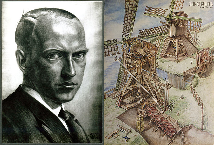 Anton Sipman, zelfportret, conté tekening, ± 1927